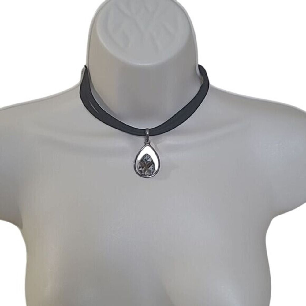 MoonSky Designs Astrophyllite Druzy Pendant Necklace  Silver Black - Picture 5 of 8